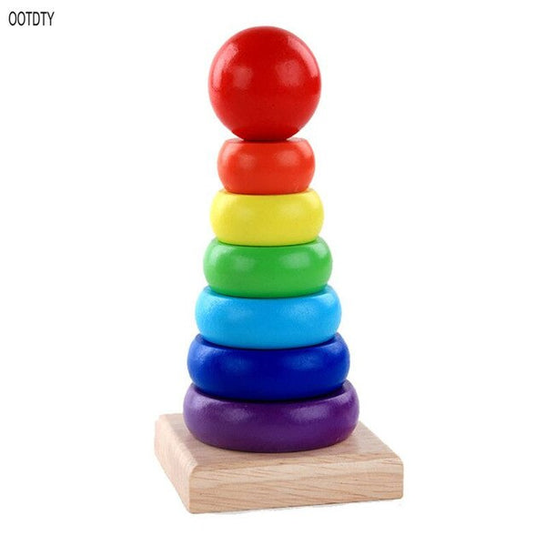 Wooden Toys Childhood Learning Toy Baby Colorful Wooden Blocks