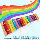 Wooden Xylophone Musical Toys Baby Enfant Children with Mallets 15 Keys Non-Toxic Preschool Learning