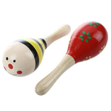 2 X Wood Maracas Musical Instrument Toy For Kids