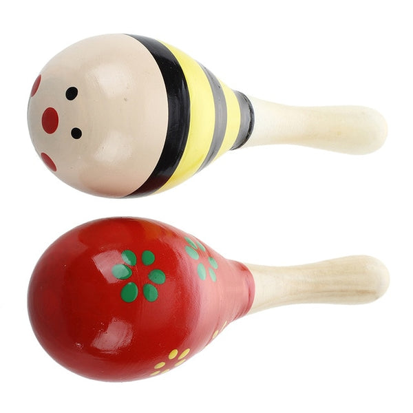 2 X Wood Maracas Musical Instrument Toy For Kids