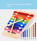 Baby Kid Music Instrument Wooden Toy Octave Knocking Xylophone Early Educational Toy Musical Rainbow Color Develop Baby Talent