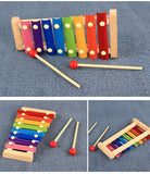 Baby Kid Music Instrument Wooden Toy Octave Knocking Xylophone Early Educational Toy Musical Rainbow Color Develop Baby Talent