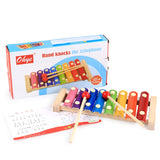 Baby Kid Music Instrument Wooden Toy Octave Knocking Xylophone Early Educational Toy Musical Rainbow Color Develop Baby Talent