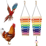 Educational Chicken Xylophone Toy for Hens Suspensible Wooden Chicken Coop Chew Pecking Toy Macaw Training Play