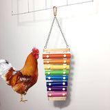 Educational Chicken Xylophone Toy for Hens Suspensible Wooden Chicken Coop Chew Pecking Toy Macaw Training Play