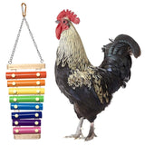 Educational Chicken Xylophone Toy for Hens Suspensible Wooden Chicken Coop Chew Pecking Toy Macaw Training Play