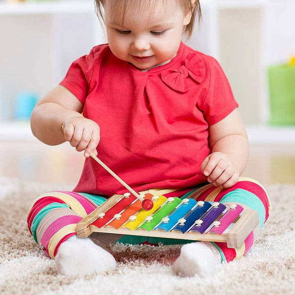 Children's Wooden Musical Instrument Toy Aniaml Xylophone Eight-Notes Frame Style for Kids Early Development Education Toys